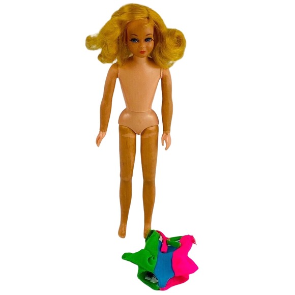 Vintage Dramatic Living Skipper Doll & Swimsuit Rooted Lashes Marked Mattel 1969 - Picture 1 of 12